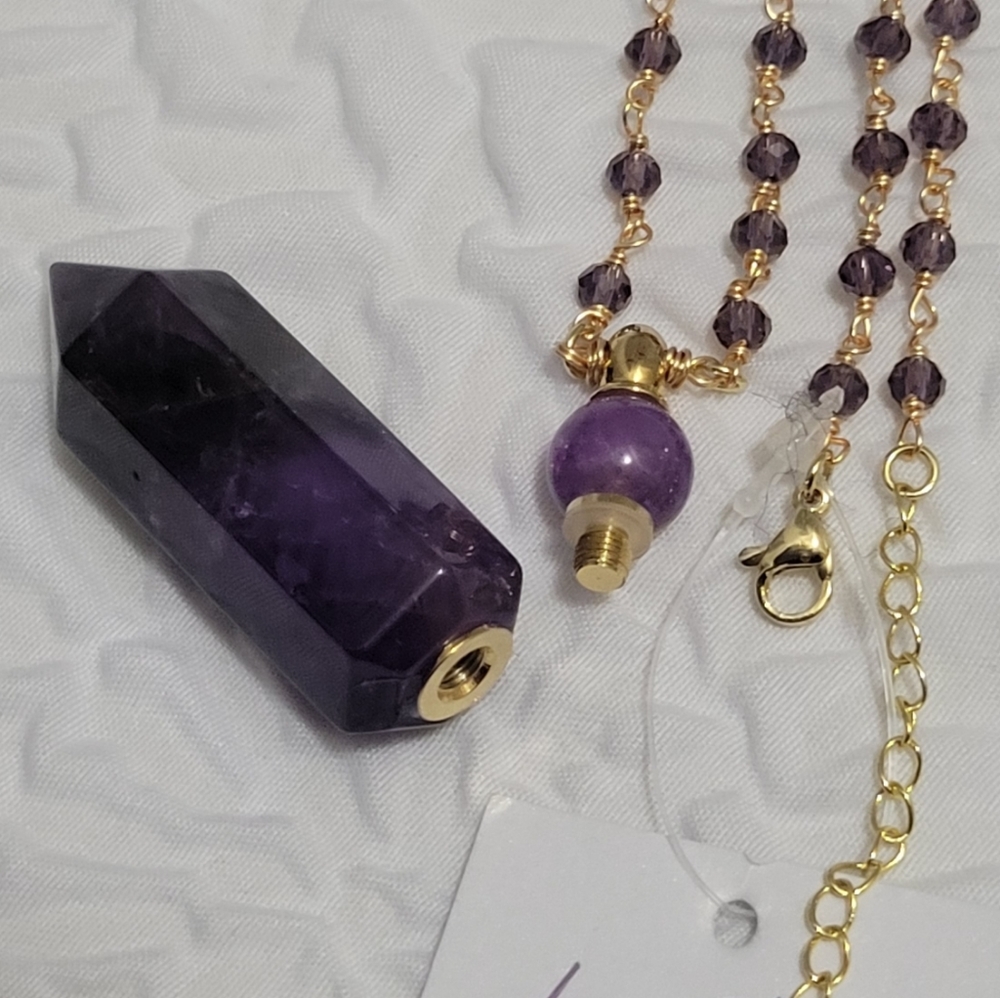 🎋Aviva Stanoff Gemstone Essential Oil Bottle Pendant Necklace - Picture 7 of 10